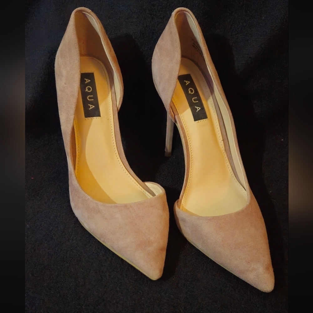 Aqua Women's Tan-Blush Pink Suede Stiletto Heels - Size 9M